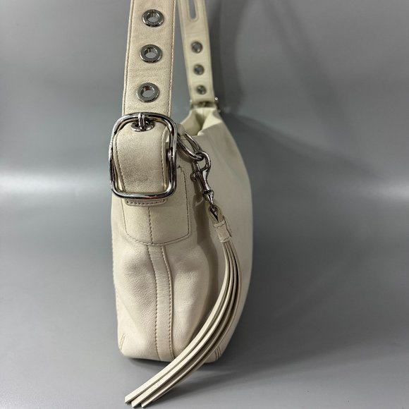 COACH # 1417 Off-White Leather Top Zip Shoulder Bag - Picture 9 of 13